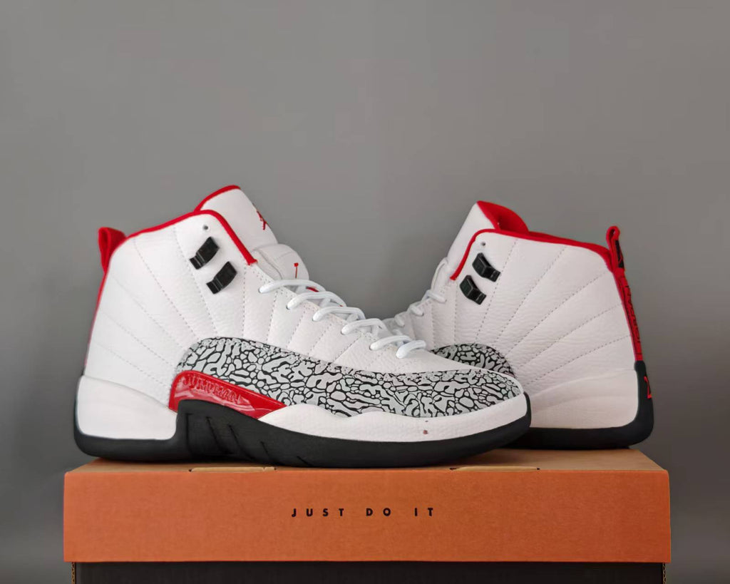 Air Jordan 12 Retro White / Red Elephant Print